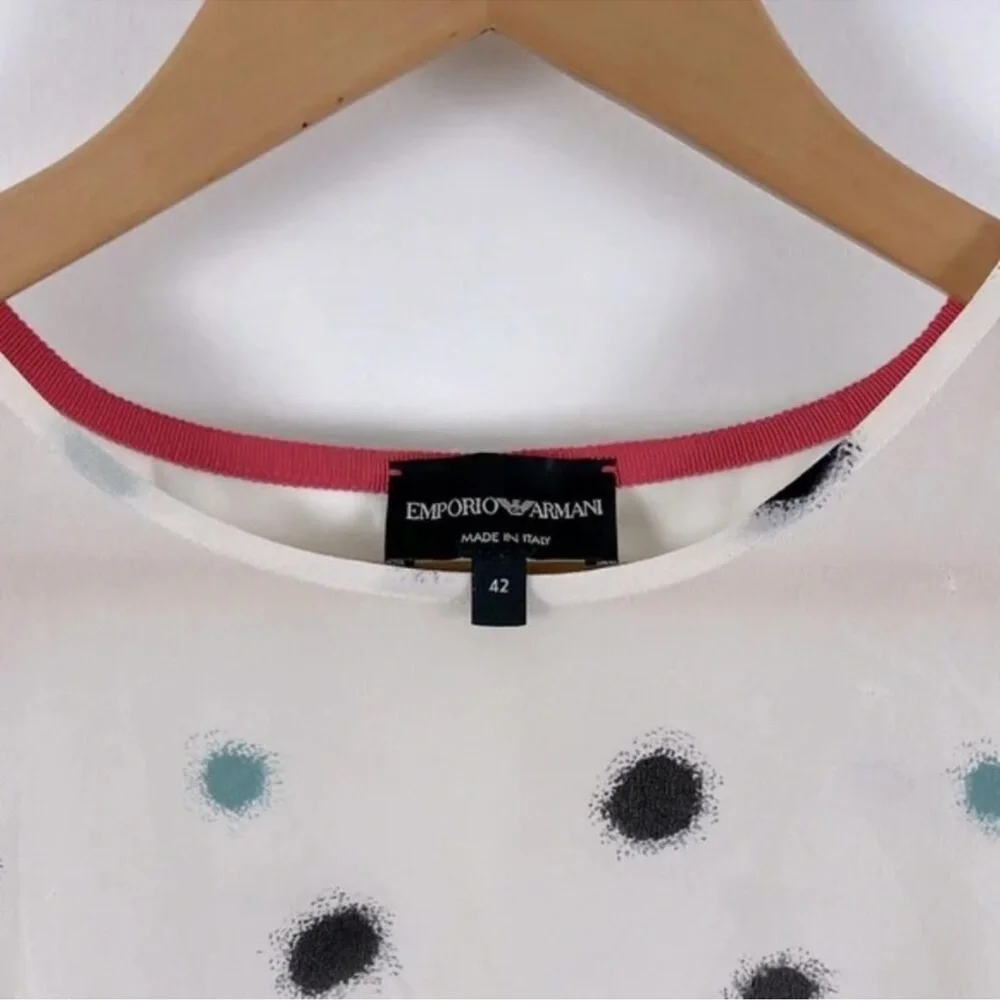 Emporio Armani Mulberry Silk Multi Colour Spotted Blouse Womens Size 42 - Picture 6 of 13